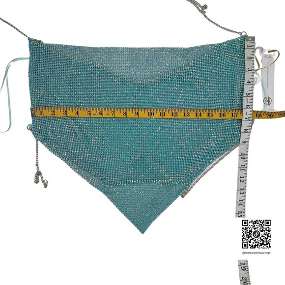 House of Harlow 1960 (Large - NWT) Teal Rhinestone Handkerchief Top - Picture 8 of 8